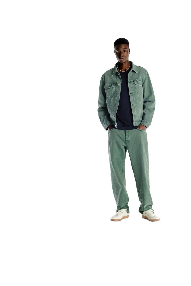 Zara green denim jacket sales